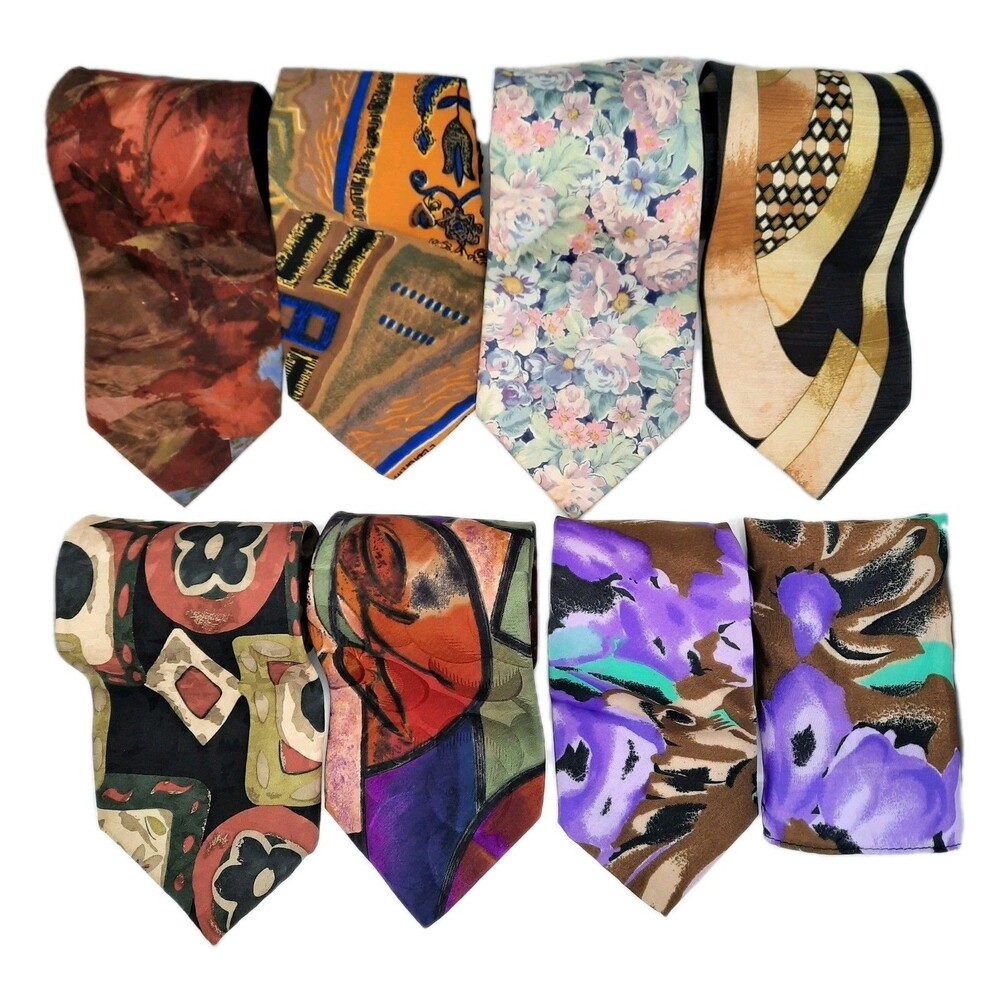 7 - Vintage Silk Ties Colorful Abstract Flic Jazz Pour Homme Peterman Co Zeidler